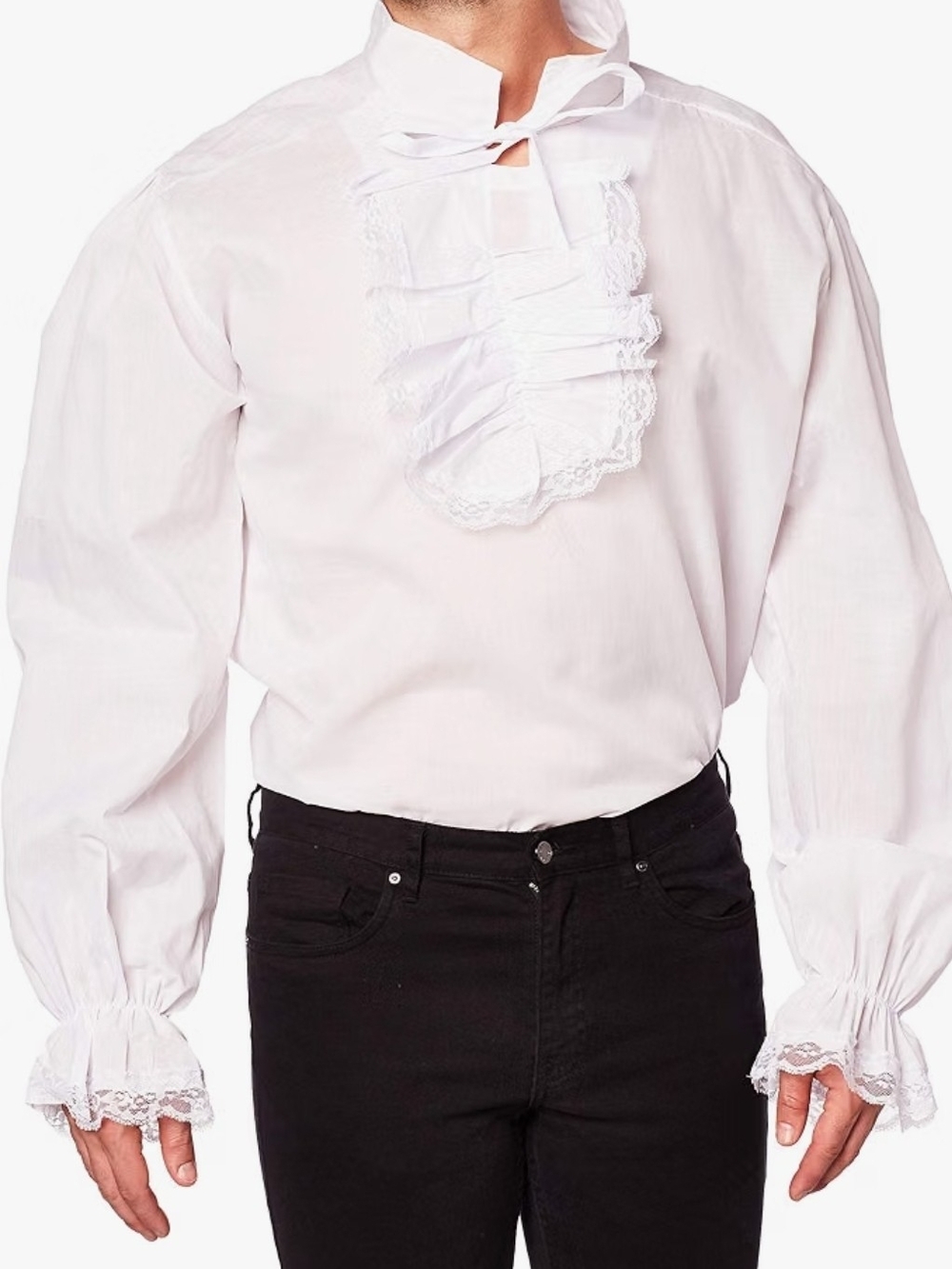 Rubies Ruffled Pirate Adult Shirt Men's Standard White(fits Up To Chest 42")